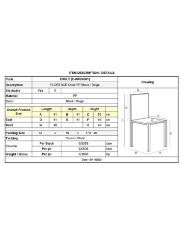 FLORENCE Stacking Chair PP Black-Beige