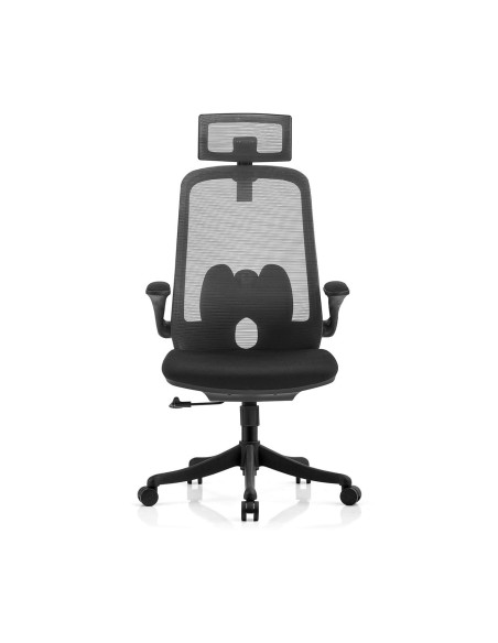 BF3950 Πολυθρόνα Γραφείου Διευθυντή, Mesh Γκρι, Ύφασμα Μαύρο