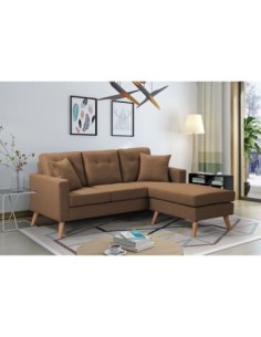 ALAN Reversible Corner Sofa Brown Fabric