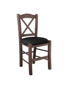 METRO Καρέκλα Οξιά Βαφή Εμποτισμού Καρυδί, Κάθισμα Pu Μαύρο