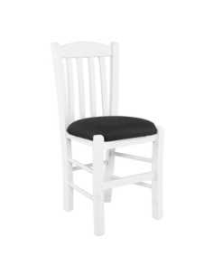 CASA Καρέκλα Οξιά Βαφή Εμποτισμού Άσπρο, Κάθισμα Pu Μαύρο