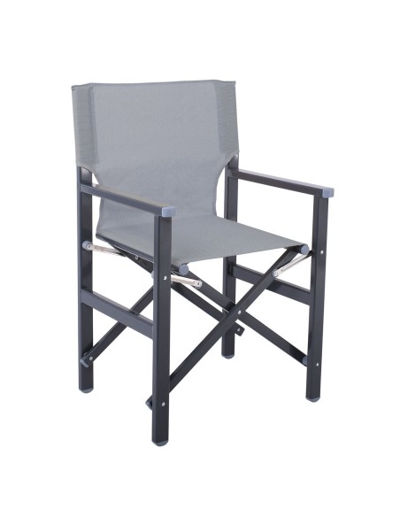 Σκηνοθέτη Πολυθρόνα, Αλουμίνιο Ανθρακί (1,2mm), Textilene Γκρι (Μονοκόμματο), Πτυσσόμενη