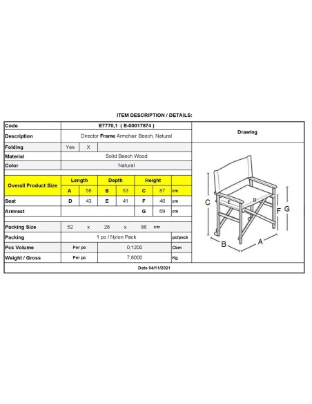 Director Frame Armchair Natural, Beech