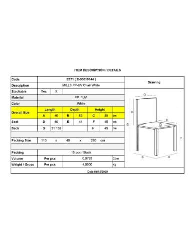 MILLS Καρέκλα Εστίασης - Catering...