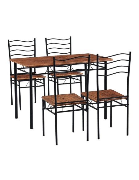 IVAR Set (Table 120x70+4 Chairs) Metal Black-Walnut