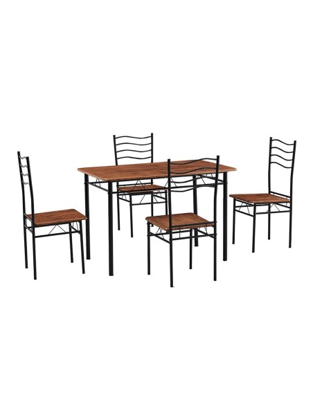 IVAR Set (Table 120x70+4 Chairs) Metal Black-Walnut