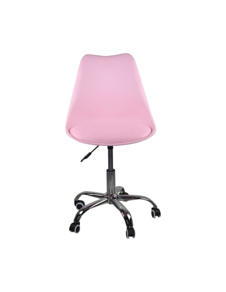MARTIN Καρέκλα Γραφείου, Βάση Χρώμιο Βαρέως Τύπου, PP & Pu Ροζ, Μονταρισμένη Ταπετσαρία