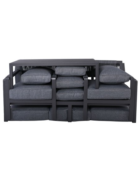 RIVIERA Set Σαλόνι Κήπου ALU: 3Θέσιος+2 Πολυθρόνες+Τραπέζι, Σκελετός & Μαξιλάρια Ανθρακί