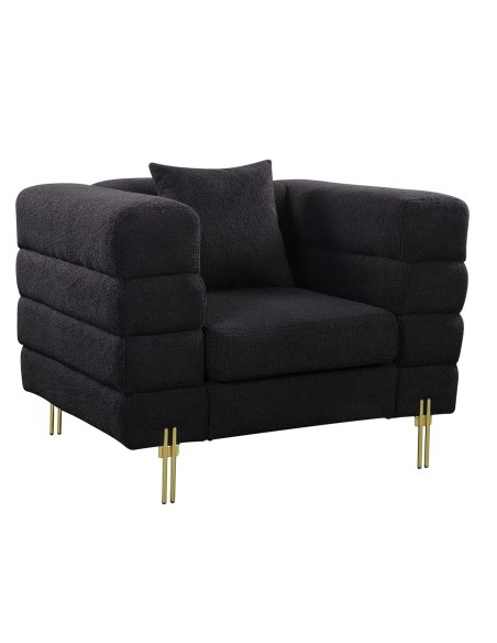 MORRIS Armchair Black Teddy Fabric