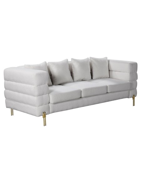 MORRIS Sofa 3-Seater White Teddy Fabric