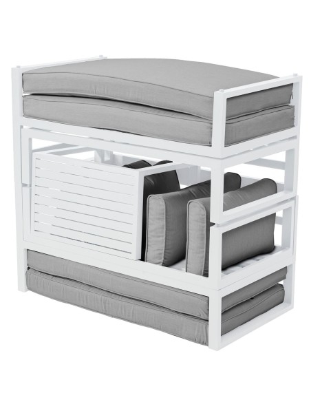 ORBEA Set Καθιστικό Κήπου ALU Άσπρο, Καναπές 4Θ+2 Πάγκοι+ Τραπέζι, Μαξιλάρι Μπεζ