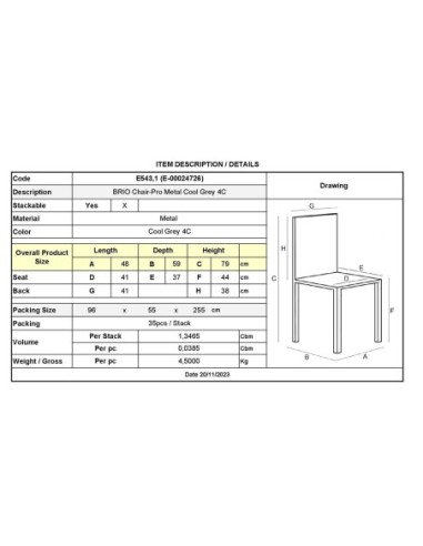 BRIO Stacking Chair-Pro Metal Cool...