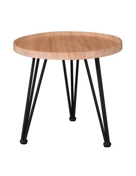 MATRIX Τραπεζάκι Σαλονιού Καθιστικού, Μέταλλο Βαφή Μαύρο, Ξύλο Φυσικό