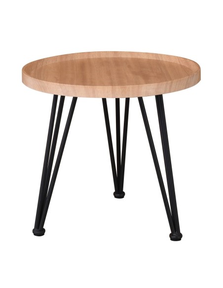 MATRIX Τραπεζάκι Σαλονιού Καθιστικού, Μέταλλο Βαφή Μαύρο, Ξύλο Φυσικό