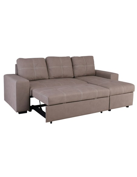 MONTREAL-Max Nabuk Reversible Storage Corner Sofabed Cappuccino
