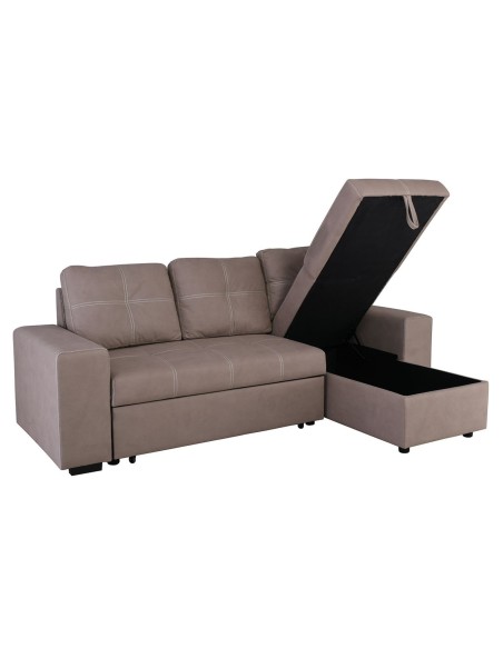 MONTREAL-Max Nabuk Reversible Storage Corner Sofabed Cappuccino