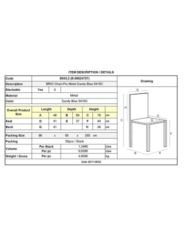BRIO Stacking Chair-Pro Metal Sandy...