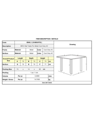 BRIO Slat Τραπέζι-Pro Κήπου -...