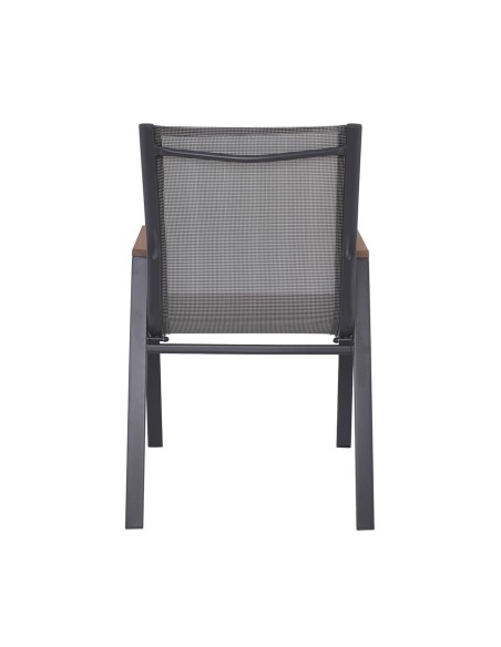 VIRNA Armchair Metal Dark Grey-Textilene Grey-Polywood Natural