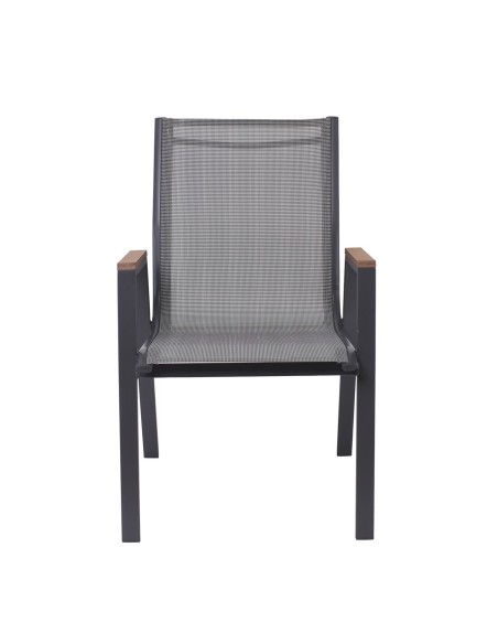 VIRNA Armchair Metal Dark Grey-Textilene Grey-Polywood Natural