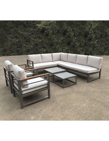 MARILIAN Set Multifunctional (6pcs) Metal Dark Grey-Cushions Light Grey