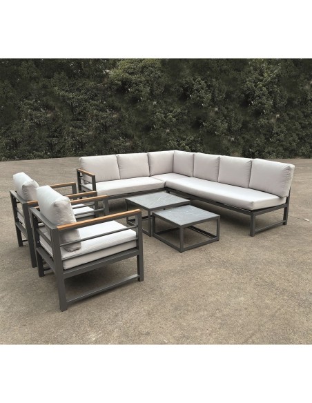 MARILIAN Set Multifunctional (6pcs) Metal Dark Grey-Cushions Light Grey