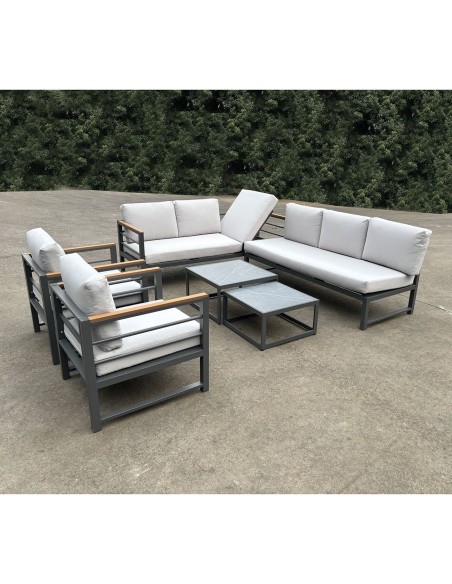 MARILIAN Set Multifunctional (6pcs) Metal Dark Grey-Cushions Light Grey