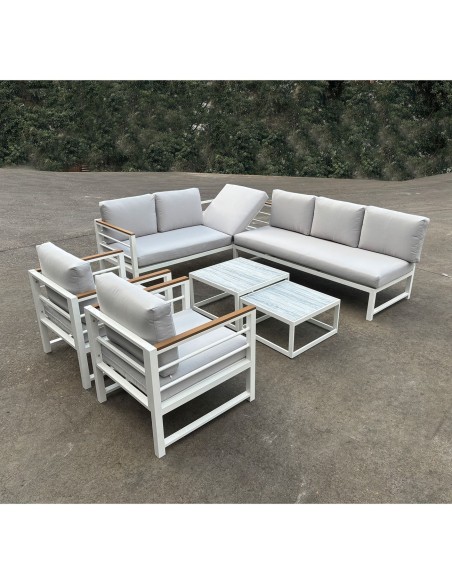 MARILIAN Set Multifunctional (6pcs) Metal White-Cushions Light Grey