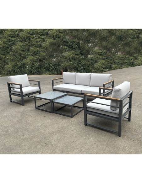 MARILIAN Set (5pcs) Metal Dark Grey-Cushions Light Grey