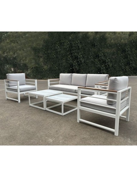 MARILIAN Set (5pcs) Metal White-Cushions Light Grey