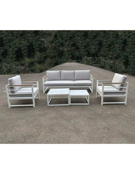 MARILIAN Set (5pcs) Metal White-Cushions Light Grey