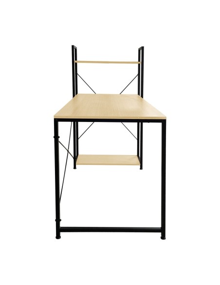 ΓΡΑΦΕΙΟ Η-Υ με 4 Ράφια Μέταλλο Βαφή Μαύρο, Melamine Beech
