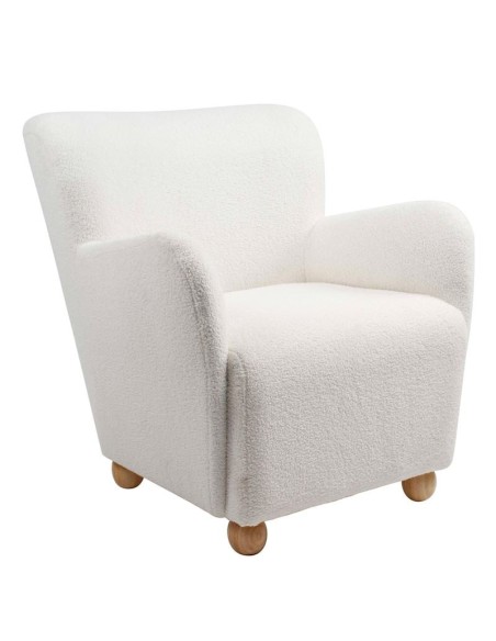 AROMA Πολυθρόνα - Μπερζέρα, Teddy Ύφασμα Άσπρο