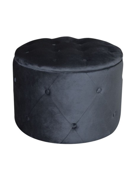 TRAVIS Storage Stool Velure Black Fabric
