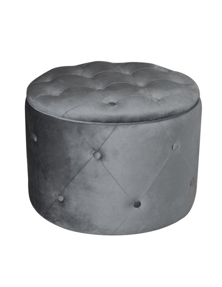 TRAVIS Storage Stool Velure Grey Fabric