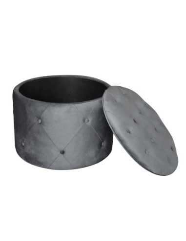 TRAVIS Storage Stool Velure Grey Fabric