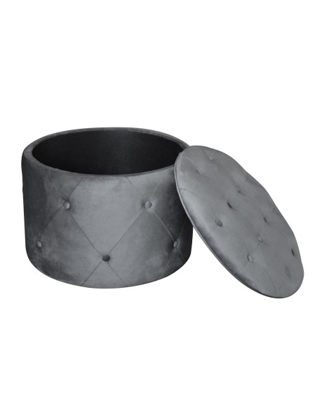 TRAVIS Storage Stool Velure Grey Fabric
