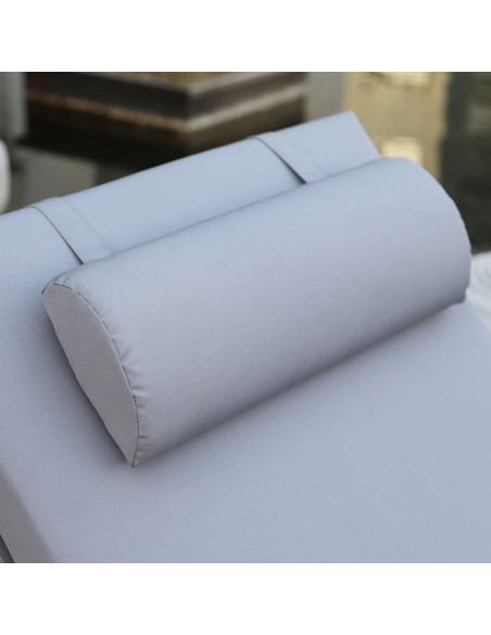 SUNLOUNGER Μαξιλάρι Ξαπλώστρας με Προσκέφαλο, Ύφασμα Water Repellent Γκρι, Φερμουάρ
