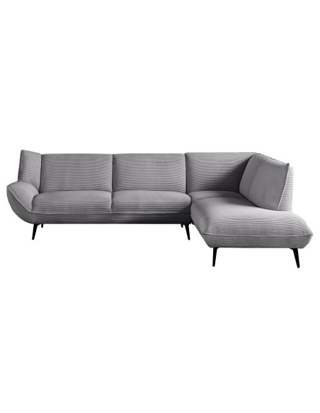 EMERALD Right Facing Corner Sofa Grey Corduroy Fabric