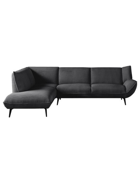 EMERALD Left Facing Corner Sofa Anthracite Corduroy Fabric