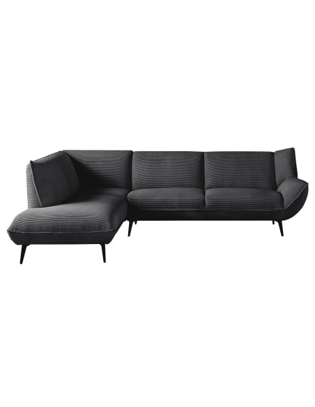EMERALD Left Facing Corner Sofa Anthracite Corduroy Fabric