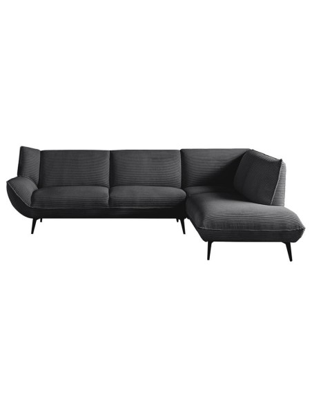 EMERALD Right Facing Corner Sofa Anthracite Corduroy Fabric