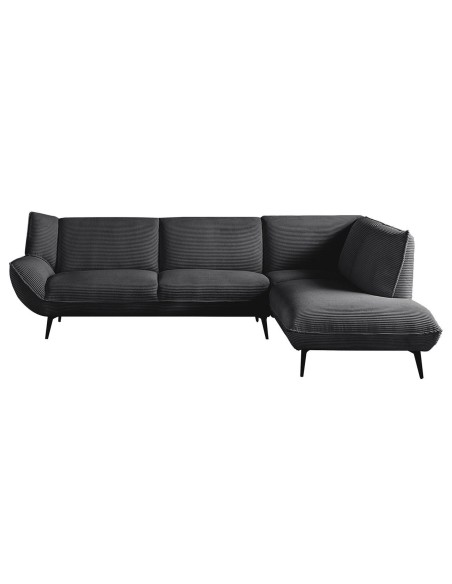 EMERALD Right Facing Corner Sofa Anthracite Corduroy Fabric