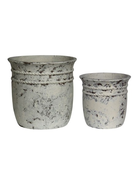 FLOWER POT-15 Set 2 τεμαχίων, Cement Απόχρωση Antique White