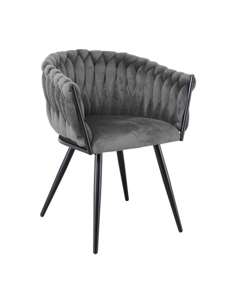 VERDI Armchair Metal Black-Fabric Velure Grey