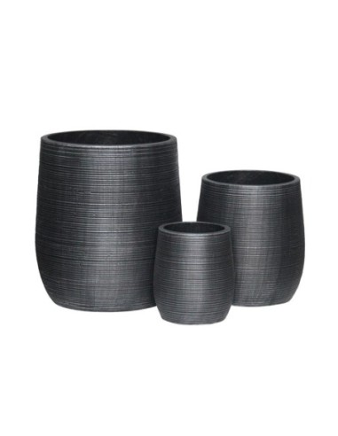 FLOWER POT-16 Set 3pcs-Cement Anthracite