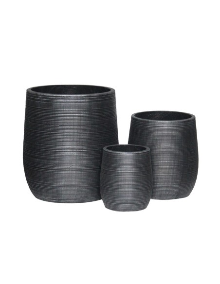 FLOWER POT-16 Set 3pcs-Cement Anthracite