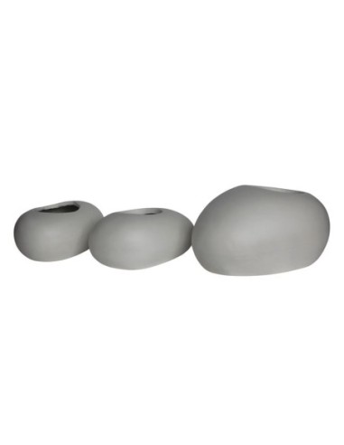 FLOWER POT-ROCK Set 3pcs-Cement White