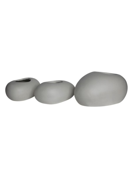 FLOWER POT-ROCK Set 3pcs-Cement White