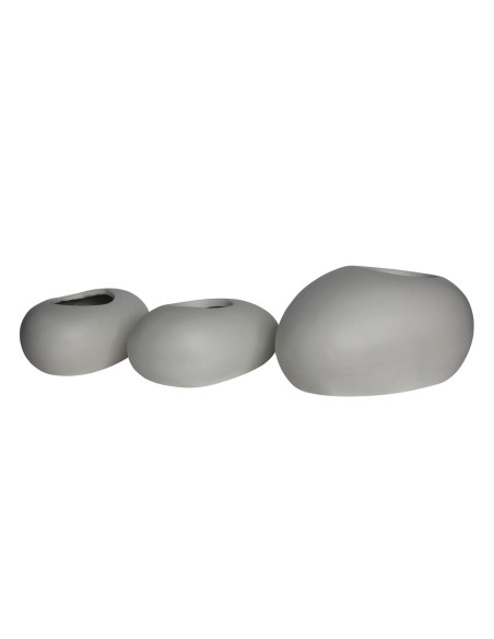 FLOWER POT-ROCK Set 3pcs-Cement White